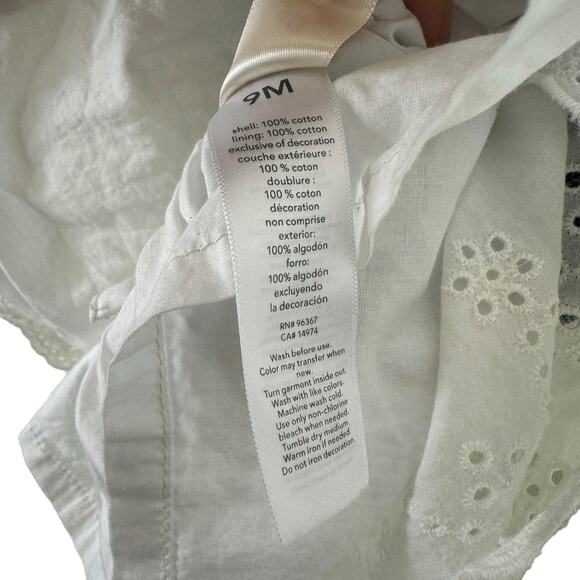 Oshkosh B'gosh 100% Cotton Denim White Eyelet Adjustable Strap Dress Size 9M - Picture 8 of 8